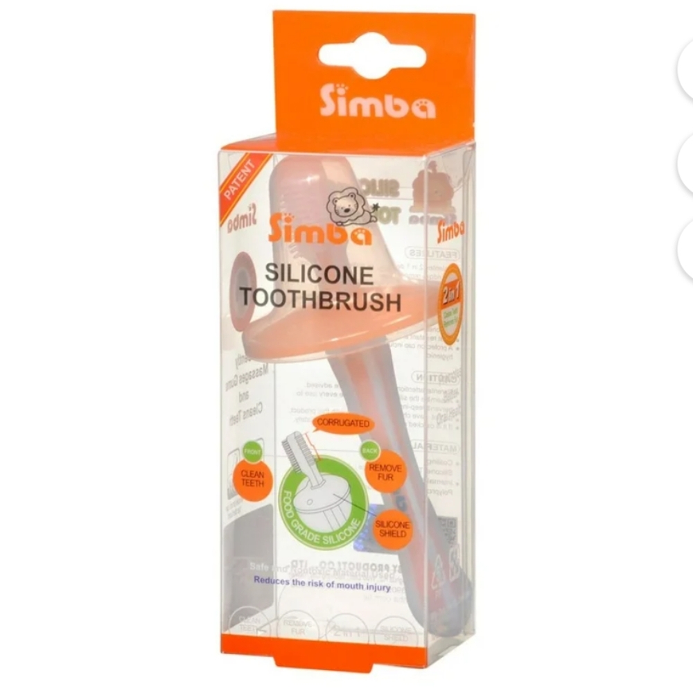 Simba Soft Bristle "Silicone Baby Toothbrush" with Milk Residue/Fur Scrubber